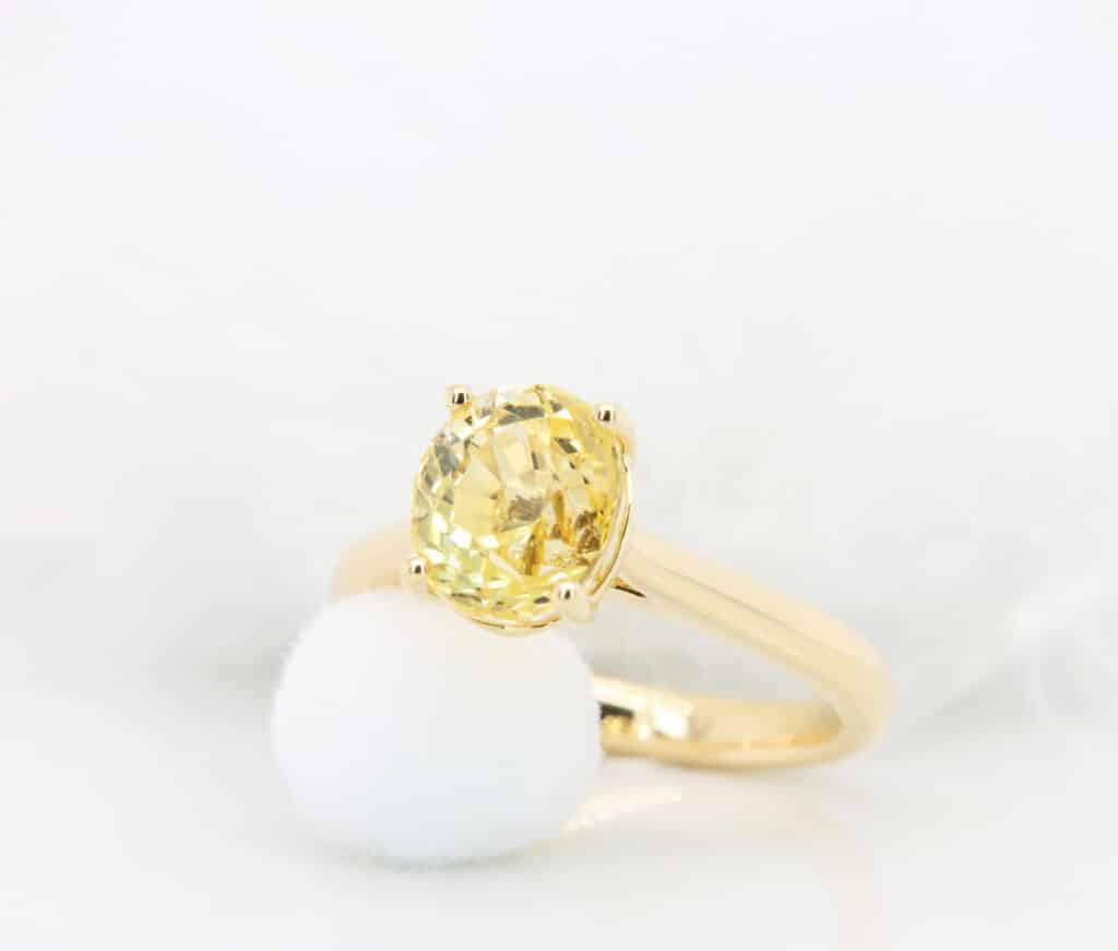 Sapphire Solitaire Ring - Customised Sapphire Proposal Ring with Yellow Sapphire in Singapore