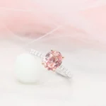 Sapphire Padparadscha Engagement ring with diamond