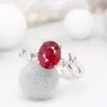 Ruby Engagement Ring pigeon blood ruby gemstone customised leaves inspired design