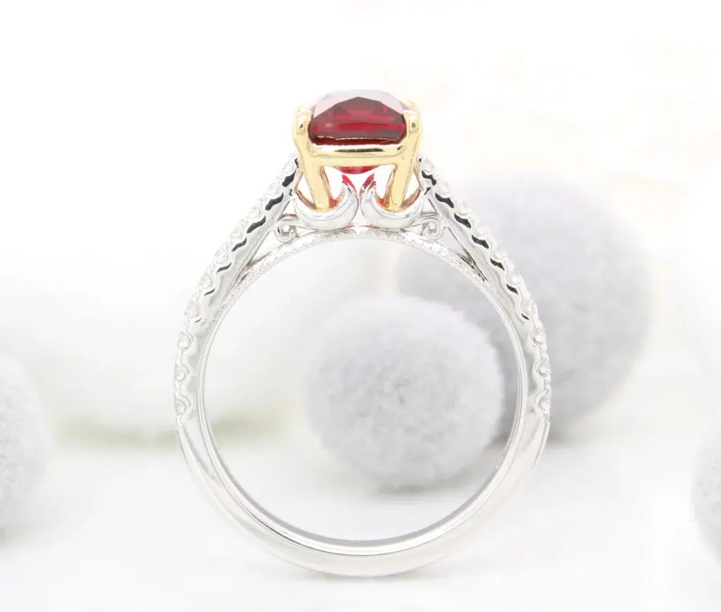 Ruby Gemstone Ring with Personalised & Filigree Design Proposal Ring - Customised engagement Ring with Ruby and personalised touch