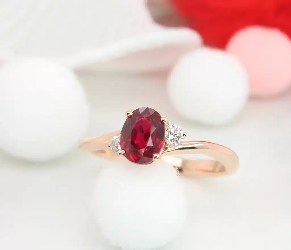 Ruby Proposal Ring with Vivid Red Pigeon Blood Ruby Gemstone Customised Gemstone Engagement Ring