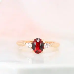Unheated Red Ruby Ring with Diamond - Custom Jewellery