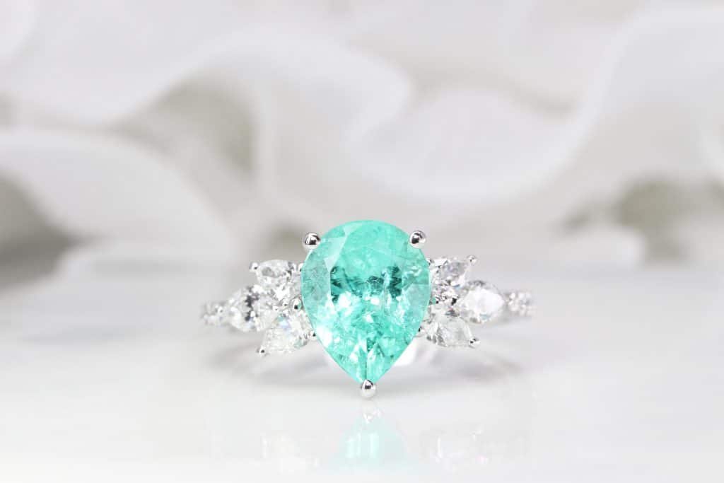 Paraiba Tourmaline Gemstone with Marquise Diamond Fine Jewellery bespoke piece