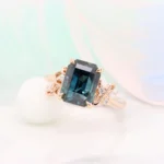 Teal Sapphire with personalised initial proposal ring