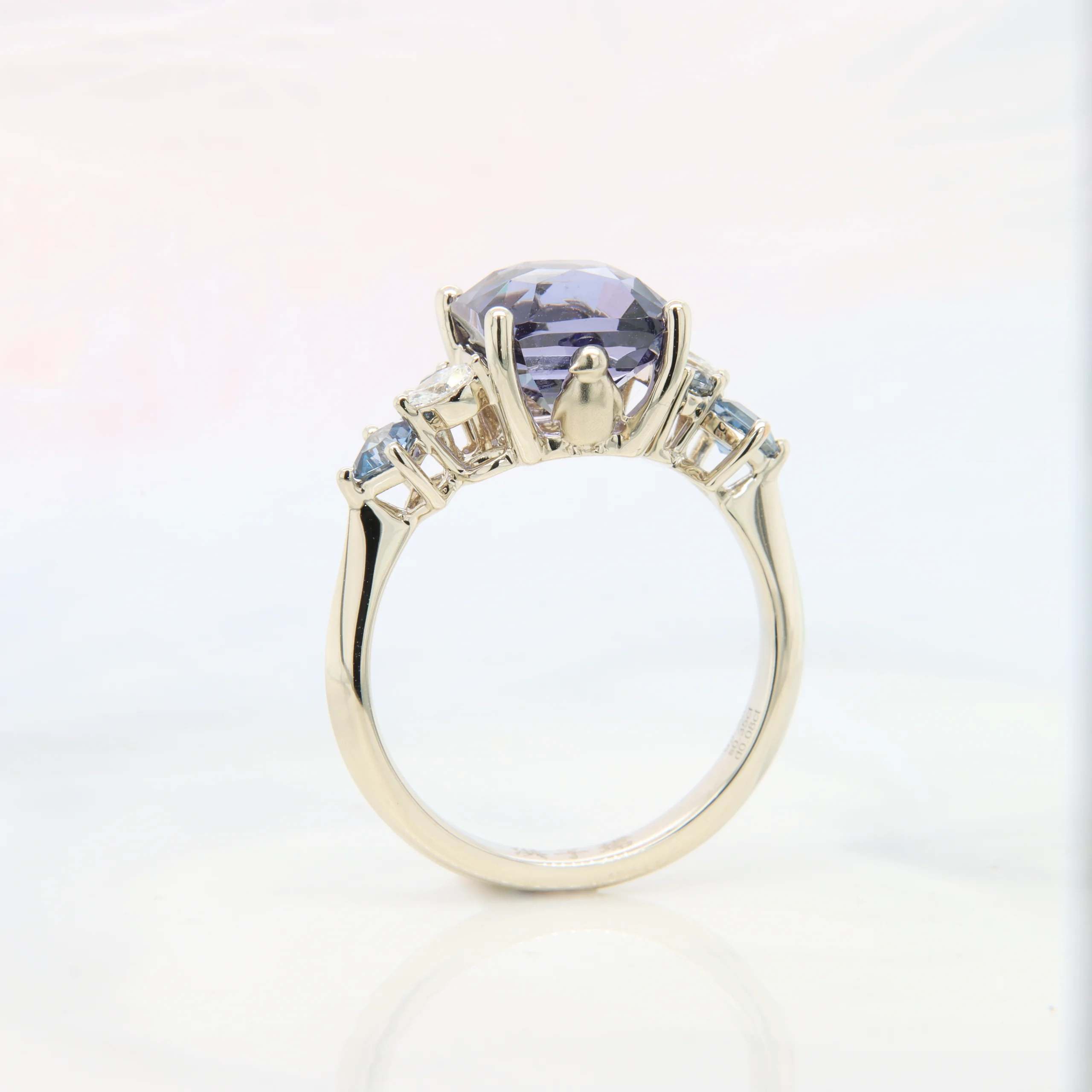 Purple Spinel Personalised Design with Marquise and Blue Spinel Ring Perspective Penguine - Custom jewelry in Singapore