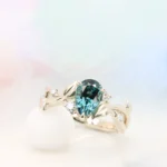 Lagoon Tourmaline Leaves Design Unique Proposal Ring