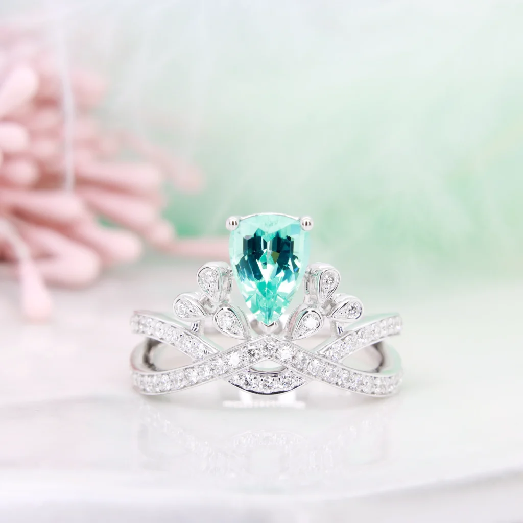 Rarest Coloured Gemstone Paraiba Tourmaline Tiara Diamond Ring GIOIA Fine Jewellery