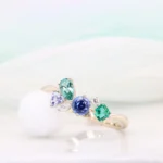 Family Birthstone Jewellery Sapphire Tourmaline Tanzanite & Emerald Diamond Ring
