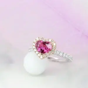 Heart Shape Gemstone Pink Sapphire Ring - Heart shape gemstone Ring with pink sapphire in Singapore