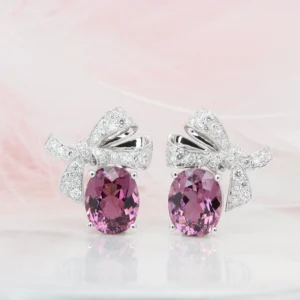 Ribbon Jewellery Purple Spinel Earring Stud with Diamond Fine Jewellery