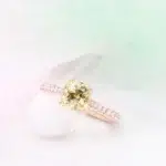 Yellow Sapphire Unheated Octagon Pave Diamond Ring