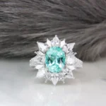Paraiba Tourmaline Fancy Halo Diamond Fine Jewelry Ring Paraiba Jewellery in Singapore