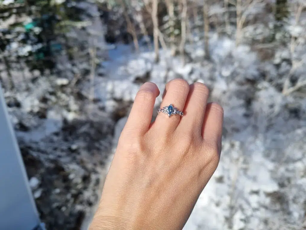 Customised Engagement Ring with Aquamarine for proposal Customised Engagement Ring with Aquamarine for proposal in Singapore