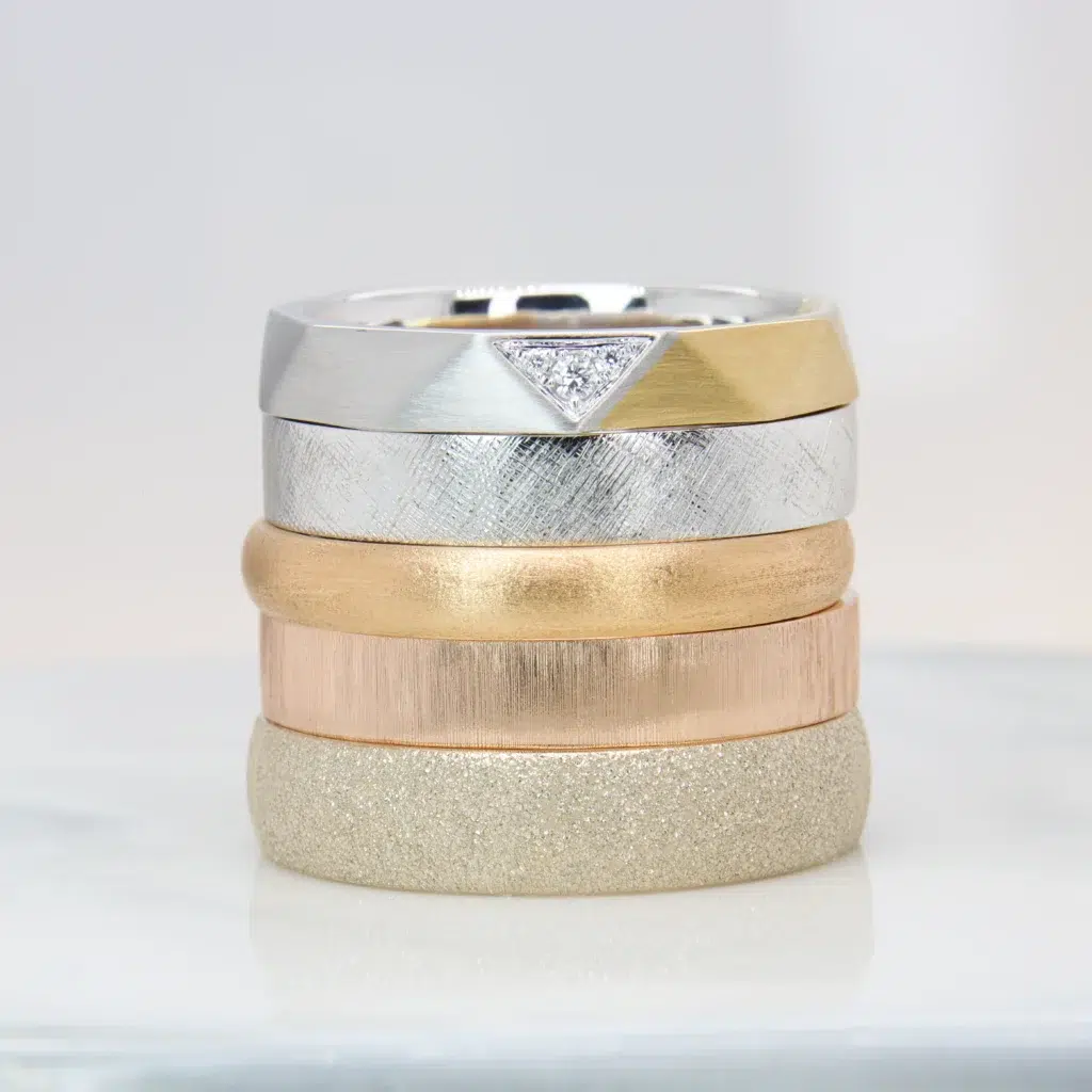 Customised Wedding Bands Couple Rings with unique texture finishing design wedding rings