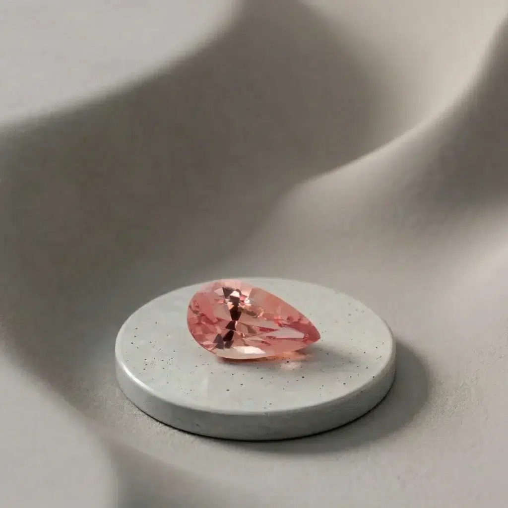 GRS certified unheated padparadscha sapphire, pear shape, 1.00 carat, Sunset colour, from Madagascar