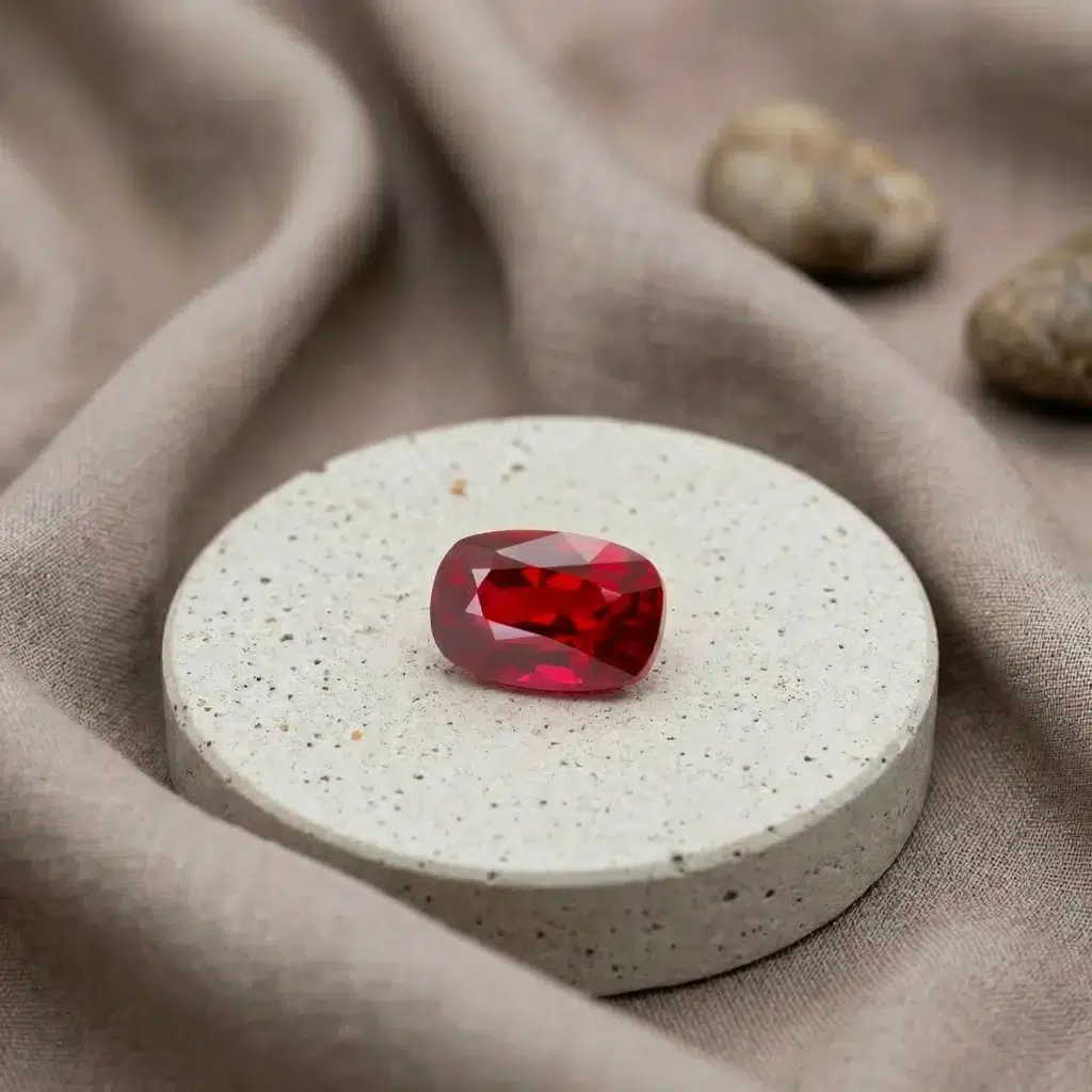 Pigeon blood ruby gemstone, 1.0ct unheated natural cushion shape