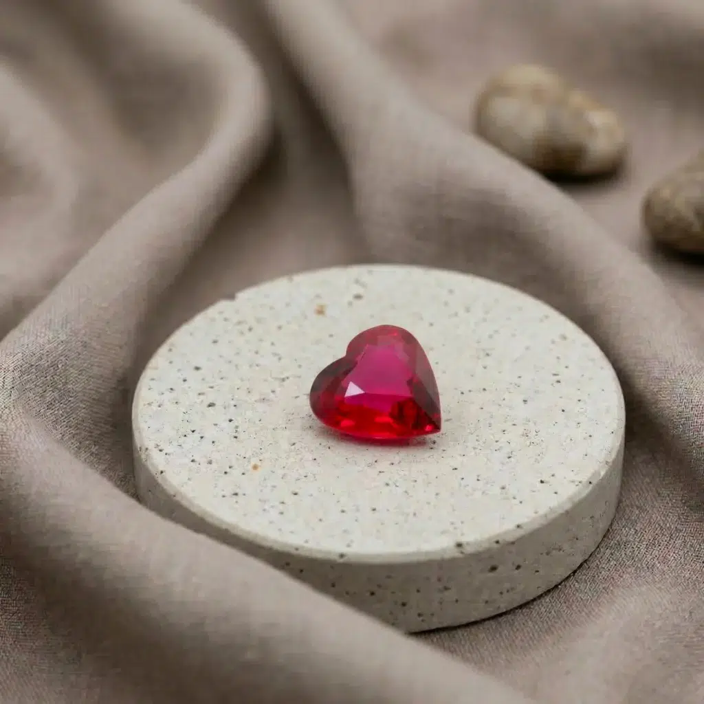 Pigeon blood ruby gemstone, 1.0ct unheated natural heart shape