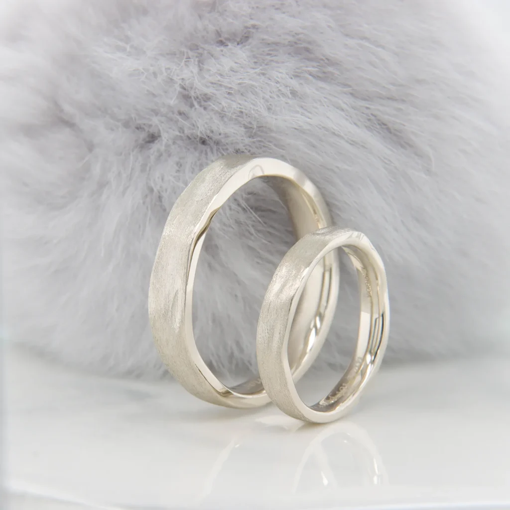 Natural Organic Finishing Texture Customised Wedding Bands Champagne Gold
