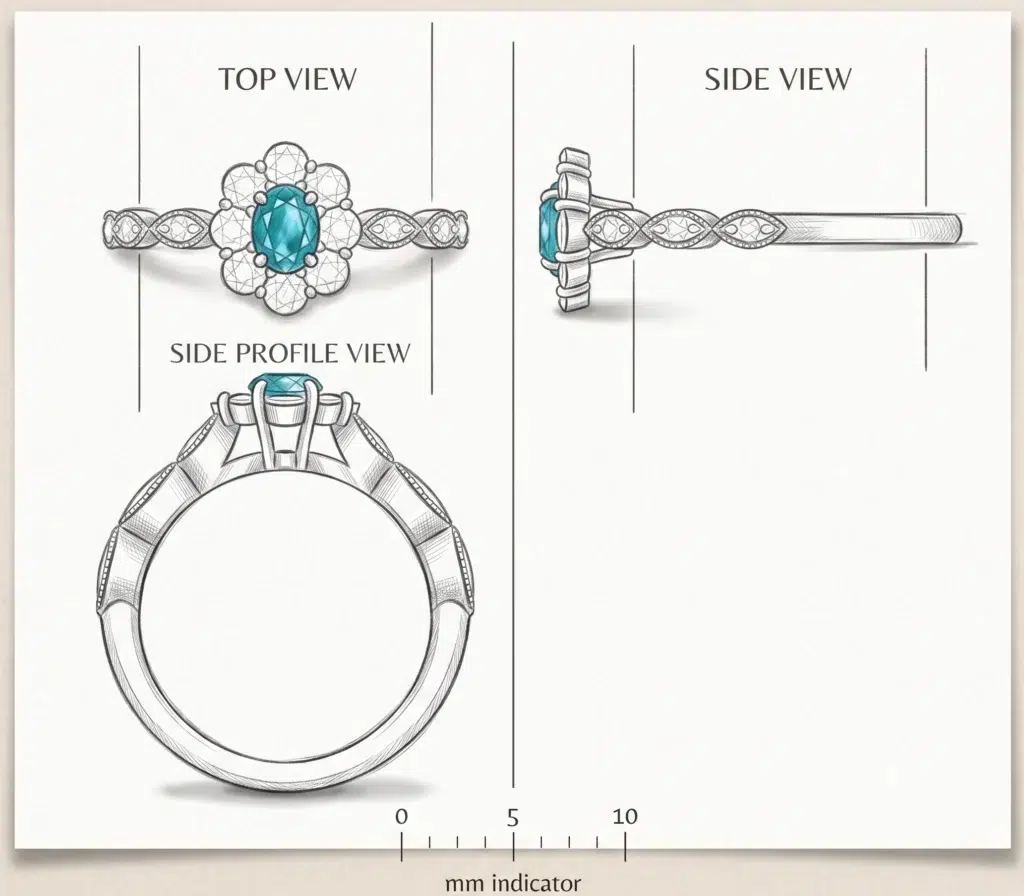 Paraiba Tourmaline Halo Diamond Ring Inspired Engagement Ring Design Styles in Singapore