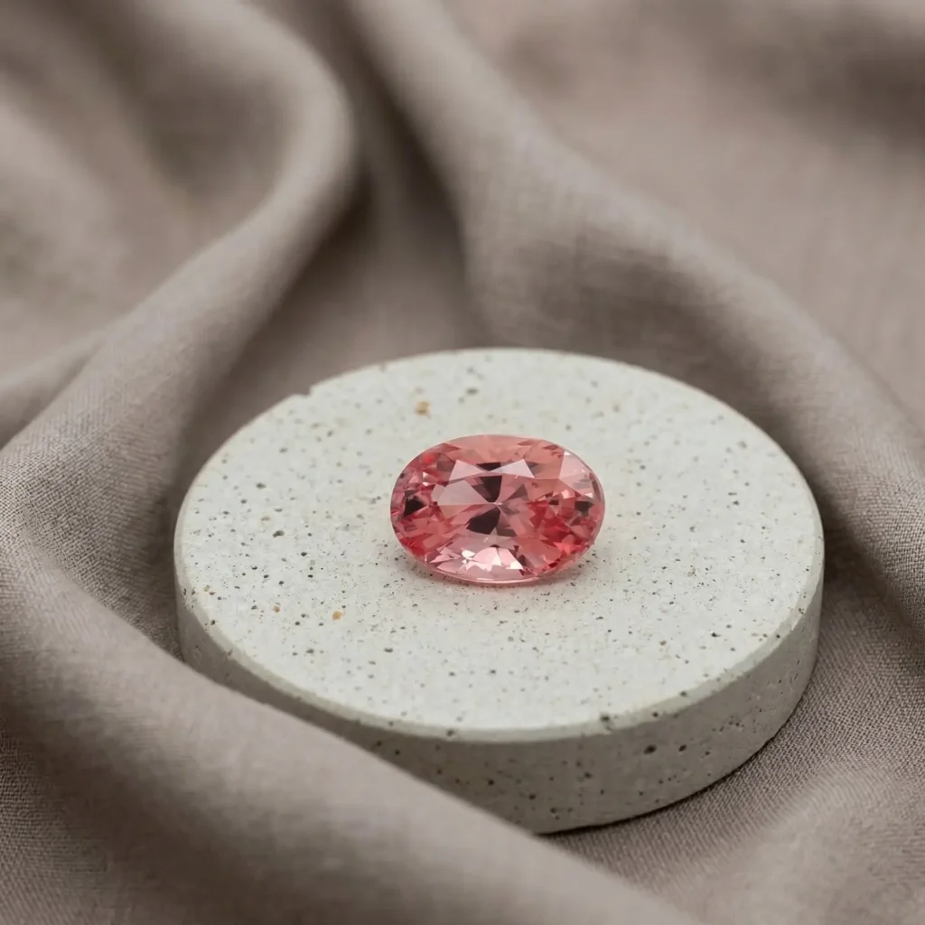 GRS certified unheated padparadscha sapphire, oval cut, 2.26 carat, pinkish orange, from Madagascar