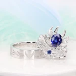 Unique Wedding Bands with Engagement Ring Favourite Character Inspiration Design Stackable Perspective Stackable Sapphire And Diamond Ring - Custom Wedding Rings with Sapphire
