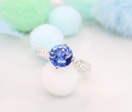 Cornflower Blue Sapphire Round Brilliant Blue Sapphire Ring