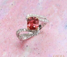 Natural unheated Sapphire Padparadscha Diamond Ring - Customised with brilliant round diamond | Local Singapore Customised Jeweller