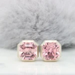 Pink Tourmaline Asscher Geometric Modern Earring Stud Pink Tourmaline Earring Asscher Geometric Modern Earring Stud in Singapore