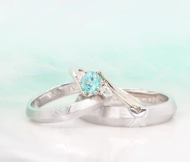 Stackable Wedding Bands modern design with gemstone engagement ring at GIOIA Fine Jewellery with Wedding Ring Jewellery