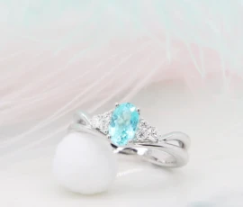 Custom Paraiba Tourmaline Wedding Ring - Paraiba Tourmaline Cluster Diamond Proposal Ring