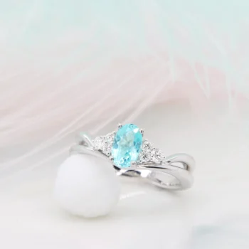 Custom Paraiba Tourmaline Wedding Ring - Paraiba Tourmaline Cluster Diamond Proposal Ring