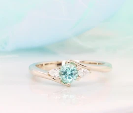 Paraiba Tourmaline Ring with side fancy diamond engagement ring