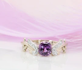 Violet Purple Sapphire Ring Japan anime wings with Sakura Inspiration Violet Purple Sapphire Engagement Ring Japan anime wings with Sakura Inspiration Proposal Ring