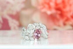 Sapphire Padparadscha est 1.50ct Cushion Shape Unheated | Status: Private Commission “Toi et Moi” Ring, Sapphire Padparadscha with Cushion, Marquise, Round Brilliant Diamond - Unique Custom made ring for a perfect wedding | Local Singapore Custom Jewellery in Wedding Jewellery with padparadscha sapphire gemstone and diamond.