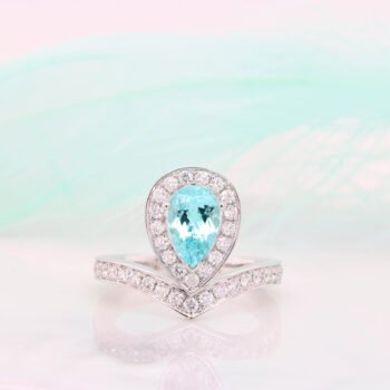 Paraiba Tourmaline Gemstone Engagement Ring halo diamond tiara engagement for proposal