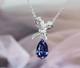 Tanzanite with Ribbon Diamond Pendant - Customised Jewellery