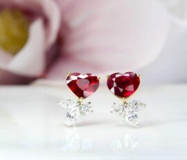 unheated Ruby Earring in Pair