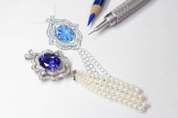 Art Deco Tanzanite Diamond Pendant - Bespoke Customised Jewellery