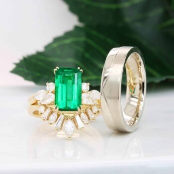 Ballerina design wedding band stackable to engagement ring