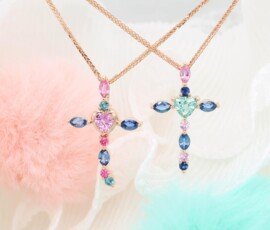Birthstone Gem Cross Pendant