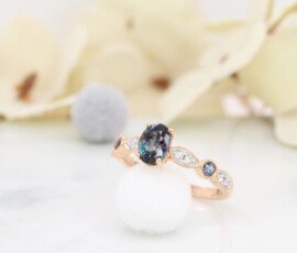 natural brazilian alexandrite ring art deco proposal ring marquise diamond singapore jeweller