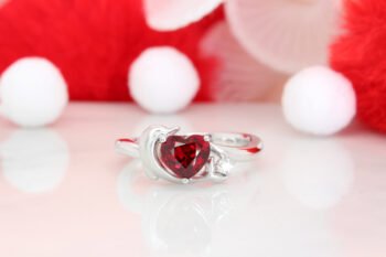 Heart Shape Ruby with Dolphin inspired Ring Design