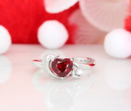 Heart Shape Ruby with Dolphin inspired Ring Design