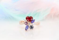 Ruby est 1.10ct Vivid Red 'Pigeon Blood' | Unheated (Mozambique)
GRS Certified | Status: Private Commission Ruby Pigeon Blood Family Cluster Birthstone with Spinel Tanzanite Floral Ring