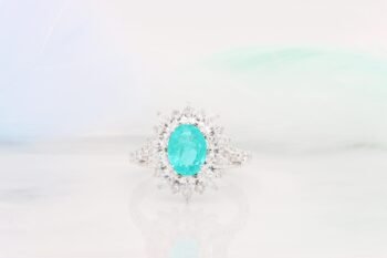 Paraiba Tourmaline from Brazil with halo Diamond ring
