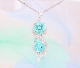 Paraiba Tourmaline Round Brilliance Pair Pendant Fine Jewelry