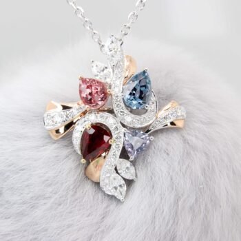 High Jewelry Family Birthstone Pigeonblood Ruby Padparadscha Sapphire Spinel Pendant attachable Bracelet Diamond Customised Fine Jewellery High Jewelry Family Birthstone Pigeonblood Ruby Padparadscha Sapphire Spinel Pendant attachable Bracelet Diamond Customised Fine Jewellery