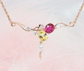 Yellow Pink Sapphire pendant necklace jewellery