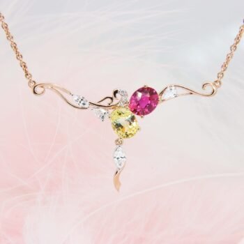 Yellow Pink Sapphire pendant necklace jewellery