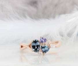 Family Birthstone Ring Spinel Tanzanite Aquamarine Gemstone Cluster Ring